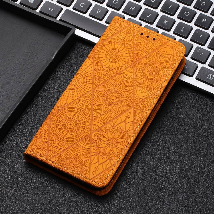 For Xiaomi Redmi 13C Ethnic Embossed Adsorption Leather Phone Case(Yellow) - 13C Cases by PMC TechLife | Online Shopping South Africa | PMC TechLife | Buy Now Pay Later Mobicred