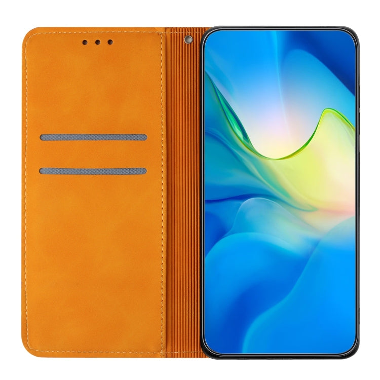 For Xiaomi Redmi 13C Ethnic Embossed Adsorption Leather Phone Case(Yellow) - 13C Cases by PMC TechLife | Online Shopping South Africa | PMC TechLife | Buy Now Pay Later Mobicred