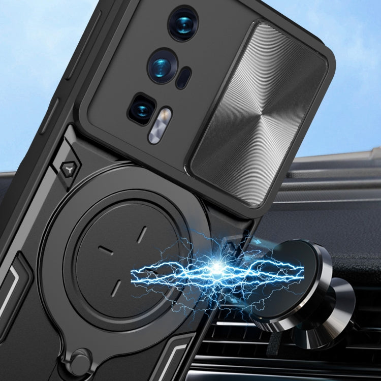 For Xiaomi Poco F5 Pro/Redmi K60  CD Texture Sliding Camshield Magnetic Holder Phone Case(Blue) - Xiaomi Cases by PMC TechLife | Online Shopping South Africa | PMC TechLife | Buy Now Pay Later Mobicred