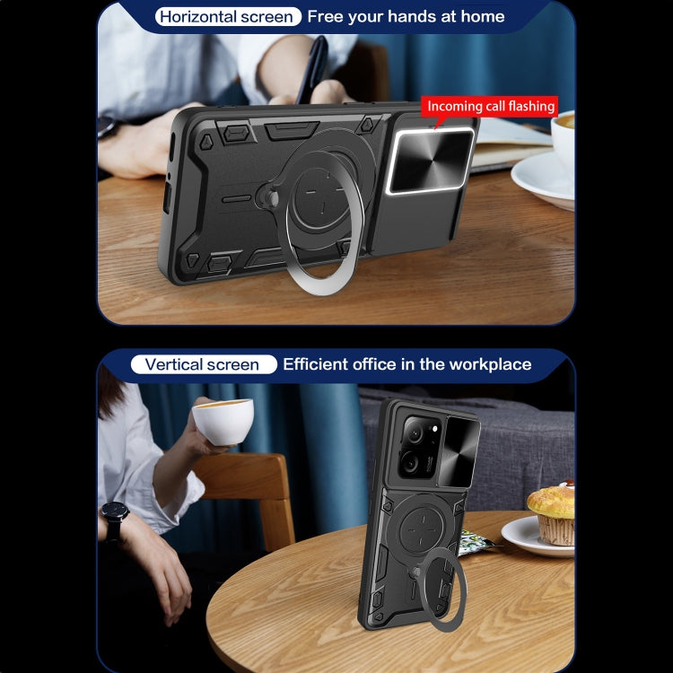 For Xiaomi 13T / Redmi K60 Ultra CD Texture Sliding Camshield Magnetic Holder Phone Case(Red) - Redmi K60 Ultra Cases by PMC TechLife | Online Shopping South Africa | PMC TechLife | Buy Now Pay Later Mobicred