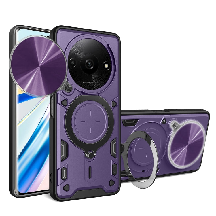 For Xiaomi Redmi A3 CD Texture Sliding Camshield Magnetic Holder Phone Case(Purple) - Xiaomi Cases by PMC TechLife | Online Shopping South Africa | PMC TechLife | Buy Now Pay Later Mobicred