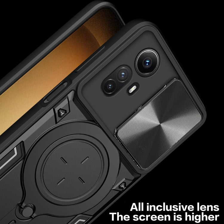 For Xiaomi Redmi Note 12S 4G CD Texture Sliding Camshield Magnetic Holder Phone Case(Black) - Xiaomi Cases by PMC TechLife | Online Shopping South Africa | PMC TechLife | Buy Now Pay Later Mobicred