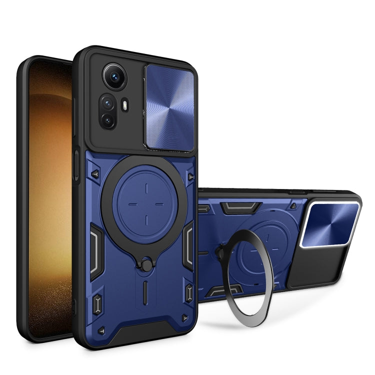 For Xiaomi Redmi Note 12S 4G CD Texture Sliding Camshield Magnetic Holder Phone Case(Blue) - Xiaomi Cases by PMC TechLife | Online Shopping South Africa | PMC TechLife | Buy Now Pay Later Mobicred