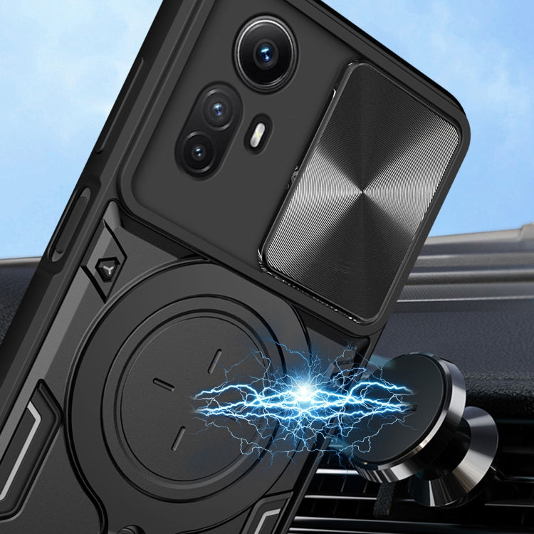 For Xiaomi Redmi Note 12S 4G CD Texture Sliding Camshield Magnetic Holder Phone Case(Purple) - Xiaomi Cases by PMC TechLife | Online Shopping South Africa | PMC TechLife | Buy Now Pay Later Mobicred