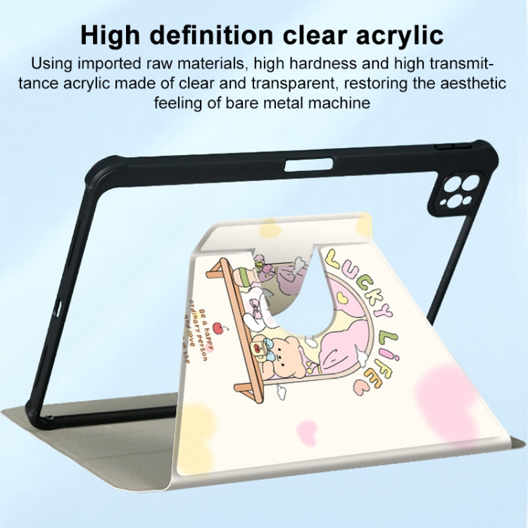 For iPad Air 11 2024 / iPad Pro 11 3-Fold 360 Rotation Painted Leather Smart Tablet Case(Bear Bunny) - iPad Pro 11 (2022/2021) Cases by PMC TechLife | Online Shopping South Africa | PMC TechLife | Buy Now Pay Later Mobicred