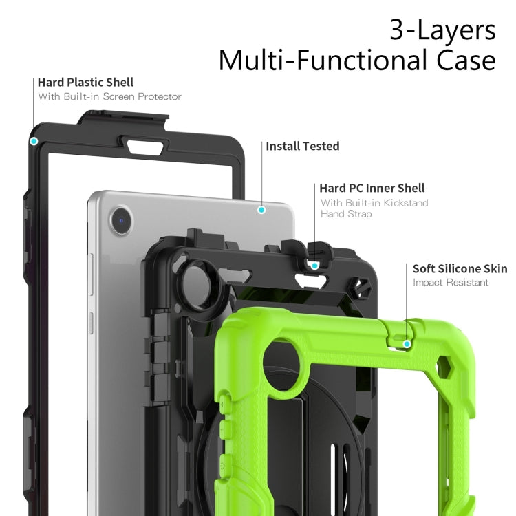 For Lenovo Tab M8 4th Gen Silicone Hybrid PC Tablet Case with Shoulder Strap(Yellow Green) - Lenovo by PMC TechLife | Online Shopping South Africa | PMC TechLife | Buy Now Pay Later Mobicred