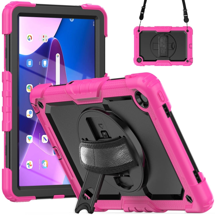 For Lenovo Tab M10 Plus 10.6 Gen 3rd Silicone Hybrid PC Tablet Case with Shoulder Strap(Rose Red) - Lenovo by PMC TechLife | Online Shopping South Africa | PMC TechLife | Buy Now Pay Later Mobicred