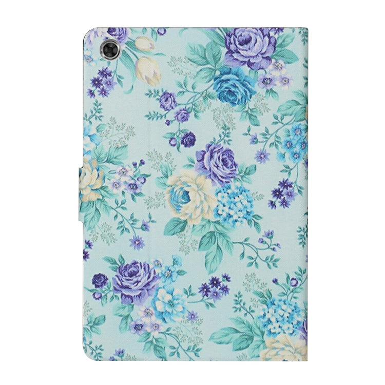 For Lenovo Tab M10 Plus Flower Pattern Horizontal Flip Leather Case with Card Slots & Holder(Purple Flower) - Lenovo by PMC TechLife | Online Shopping South Africa | PMC TechLife