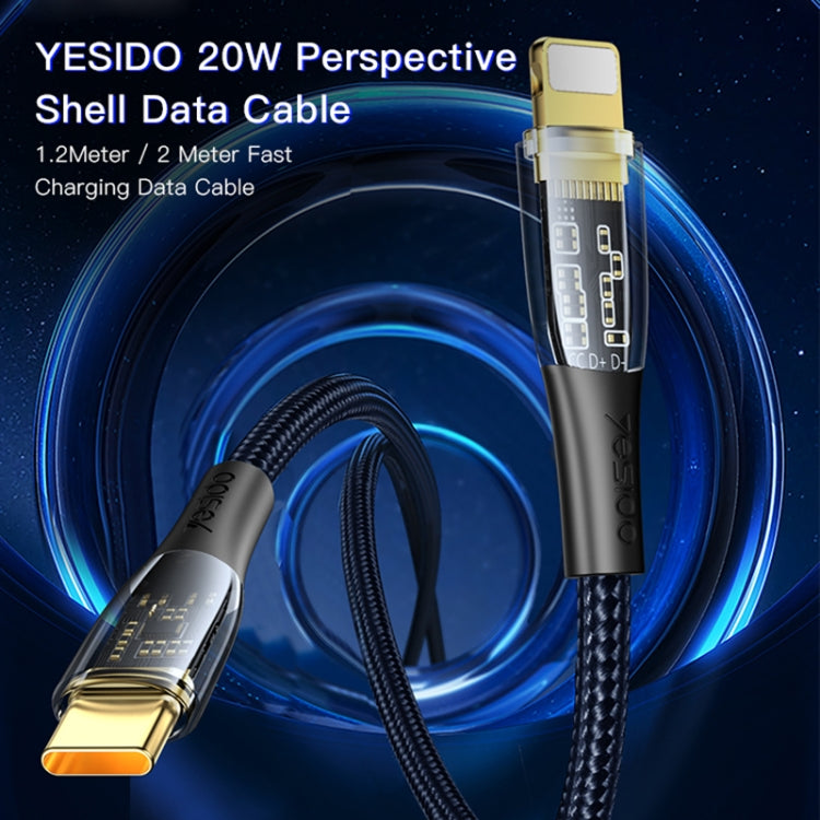 YESIDO CA101 PD 20W USB-C / Type-C to 8 Pin Braided Charging Data Cable, Length:1.2m(Black) - 2 in 1 Cable by Yesido | Online Shopping South Africa | PMC Jewellery | Buy Now Pay Later Mobicred