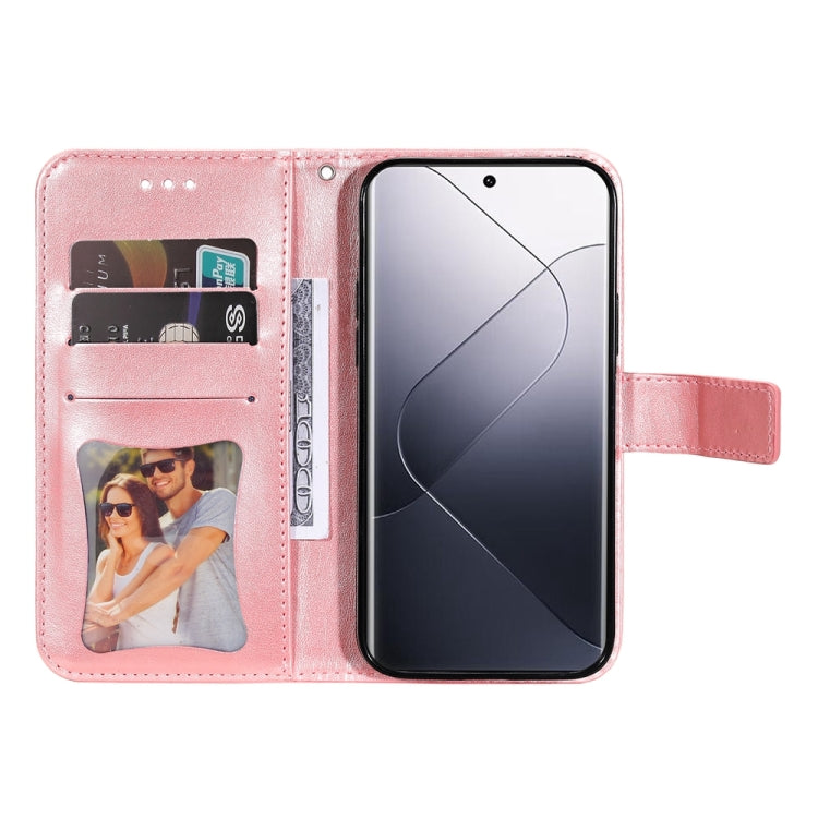For Xiaomi 14 Pro 7-petal Flowers Embossing Leather Phone Case(Rose Gold) - 14 Pro Cases by PMC TechLife | Online Shopping South Africa | PMC TechLife | Buy Now Pay Later Mobicred