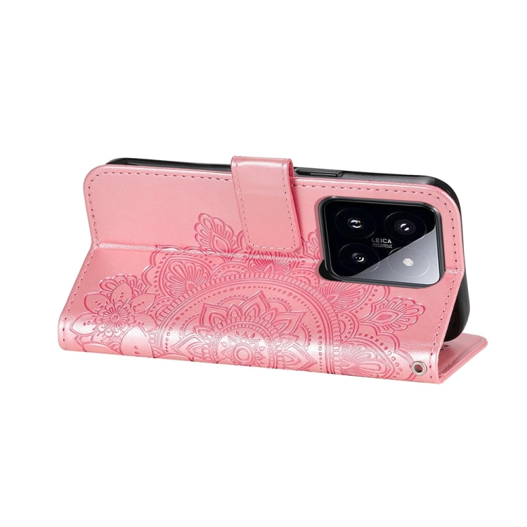 For Xiaomi 14 Pro 7-petal Flowers Embossing Leather Phone Case(Rose Gold) - 14 Pro Cases by PMC TechLife | Online Shopping South Africa | PMC TechLife | Buy Now Pay Later Mobicred