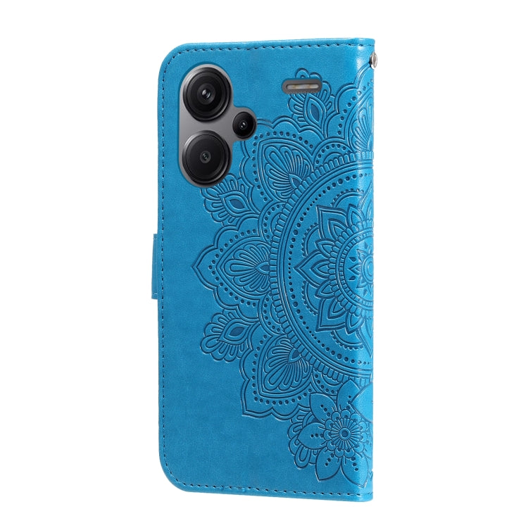 For Xiaomi Redmi Note13 Pro+ 5G Global 7-petal Flowers Embossing Leather Phone Case(Blue) - Note 13 Pro+ Cases by PMC TechLife | Online Shopping South Africa | PMC TechLife | Buy Now Pay Later Mobicred