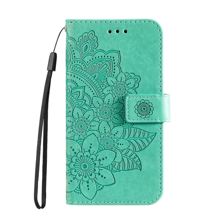 For Xiaomi 14 Ultra 7-petal Flowers Embossing Leather Phone Case(Green) - 14 Ultra Cases by PMC TechLife | Online Shopping South Africa | PMC TechLife | Buy Now Pay Later Mobicred
