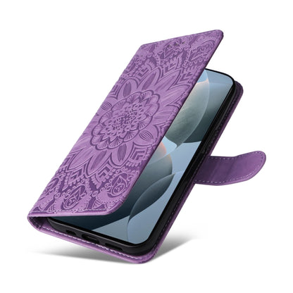 For Xiaomi Redmi K70 / K70 Pro Embossed Sunflower Leather Phone Case(Purple) - K70 Pro Cases by PMC Jewellery | Online Shopping South Africa | PMC Jewellery | Buy Now Pay Later Mobicred