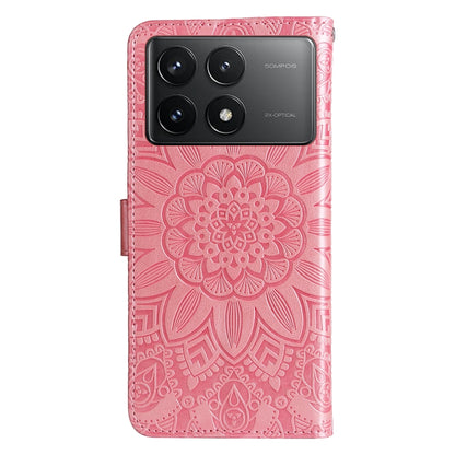 For Xiaomi Redmi K70 / K70 Pro Embossed Sunflower Leather Phone Case(Rose Gold) - K70 Pro Cases by PMC Jewellery | Online Shopping South Africa | PMC Jewellery | Buy Now Pay Later Mobicred