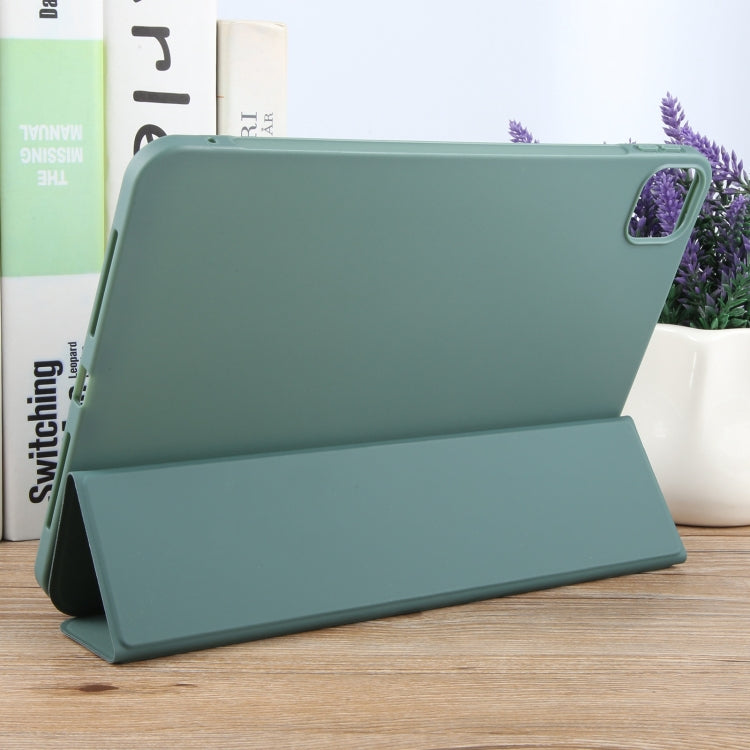 For iPad Pro 11 2024 GEBEI 3-folding Holder Shockproof Flip Leather Tablet Case(Dark Green) - iPad Pro 11 2024 Cases by GEBEI | Online Shopping South Africa | PMC TechLife | Buy Now Pay Later Mobicred