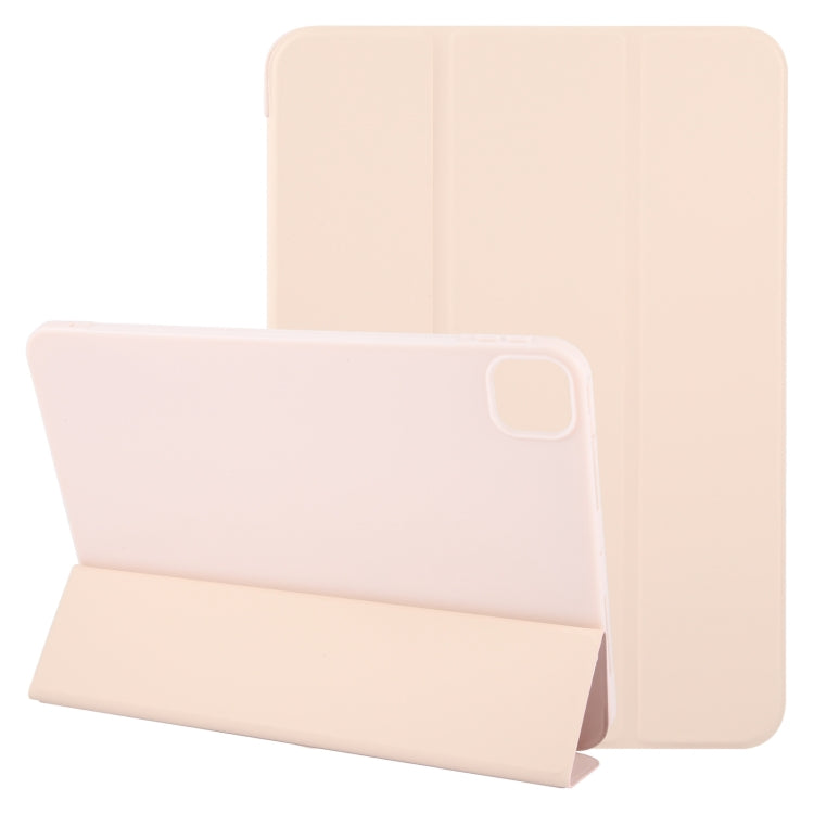 For iPad Pro 11 2024 GEBEI 3-folding Holder Shockproof Flip Leather Tablet Case(Pink) - iPad Pro 11 2024 Cases by GEBEI | Online Shopping South Africa | PMC TechLife | Buy Now Pay Later Mobicred
