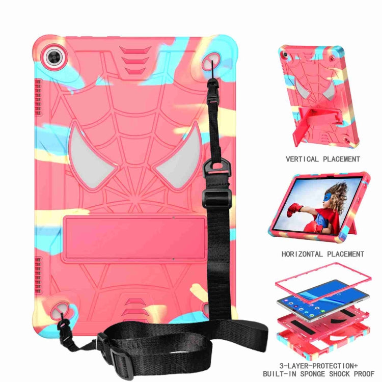 For Lenovo Tab M10 3rd Gen Spider Texture Silicone Hybrid PC Tablet Case with Shoulder Strap(Camouflage + Rose Red) - Lenovo by PMC TechLife | Online Shopping South Africa | PMC TechLife | Buy Now Pay Later Mobicred
