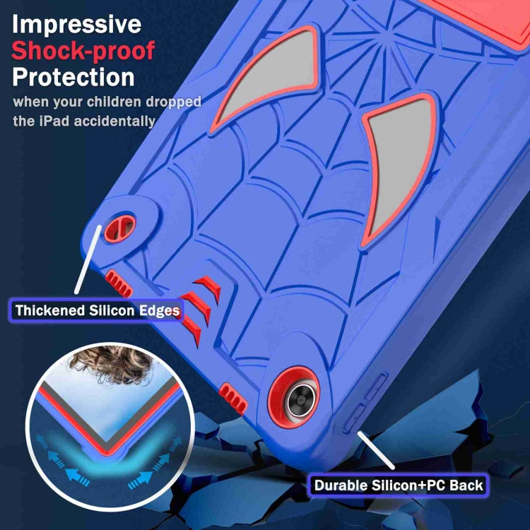 For Lenovo Tab M10 Plus 10.6 3rd Gen 2022 Spider Texture Silicone Hybrid PC Tablet Case with Shoulder Strap(Blue + Red) - Lenovo by PMC TechLife | Online Shopping South Africa | PMC TechLife | Buy Now Pay Later Mobicred
