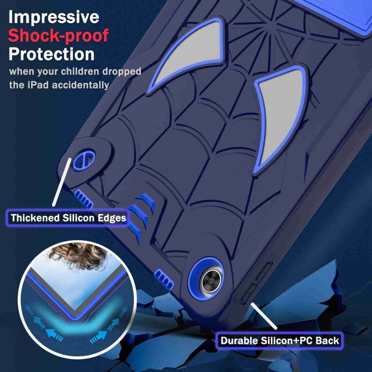 For Lenovo Tab M10 Plus 10.6 3rd Gen 2022 Spider Texture Silicone Hybrid PC Tablet Case with Shoulder Strap(Navy Blue + Blue) - Lenovo by PMC TechLife | Online Shopping South Africa | PMC TechLife | Buy Now Pay Later Mobicred