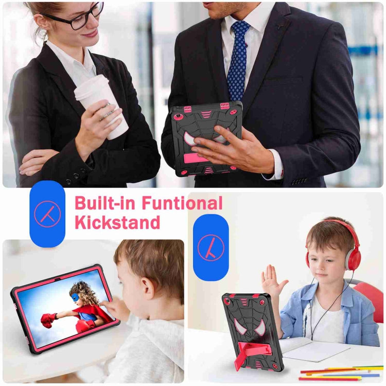 For Lenovo Tab M10 Plus 10.6 3rd Gen 2022 Spider Texture Silicone Hybrid PC Tablet Case with Shoulder Strap(Black + Rose Red) - Lenovo by PMC TechLife | Online Shopping South Africa | PMC TechLife | Buy Now Pay Later Mobicred