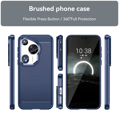 For Huawei Pura 70 Ultra Brushed Texture Carbon Fiber TPU Phone Case(Blue) - Huawei Cases by PMC Jewellery | Online Shopping South Africa | PMC Jewellery | Buy Now Pay Later Mobicred