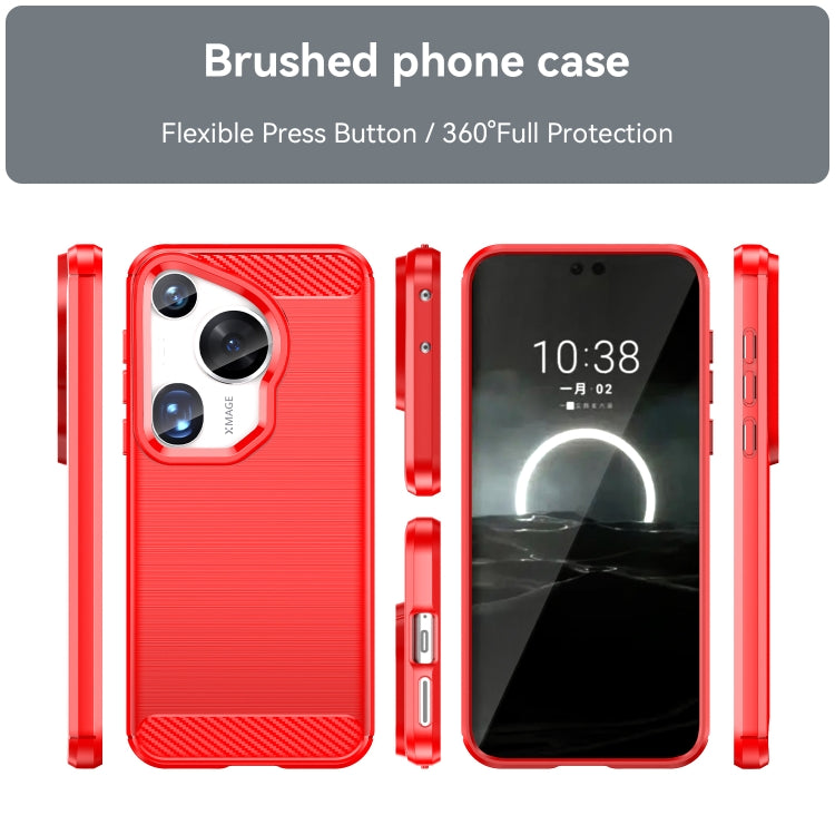 For Huawei Pura 70 Ultra Brushed Texture Carbon Fiber TPU Phone Case(Red) - Huawei Cases by PMC Jewellery | Online Shopping South Africa | PMC Jewellery | Buy Now Pay Later Mobicred