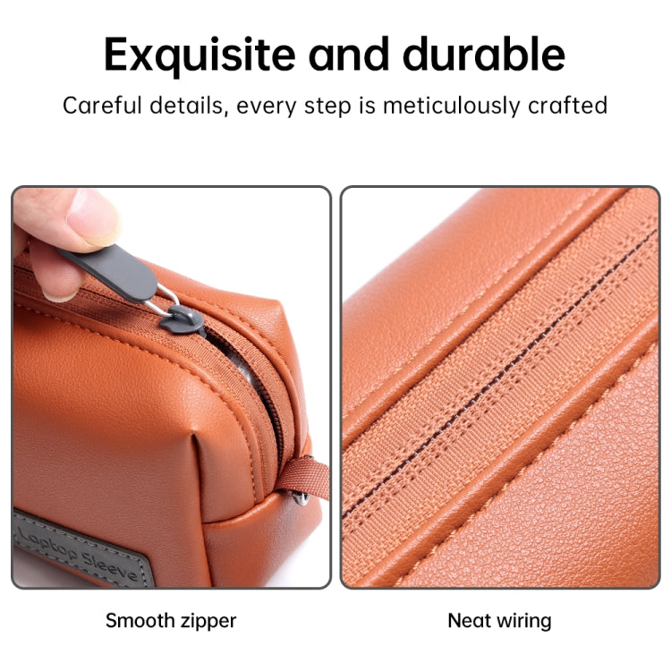 Waterproof PU Leather Laptop Accessory Bag(Brown) - Other by PMC TechLife | Online Shopping South Africa | PMC TechLife | Buy Now Pay Later Mobicred