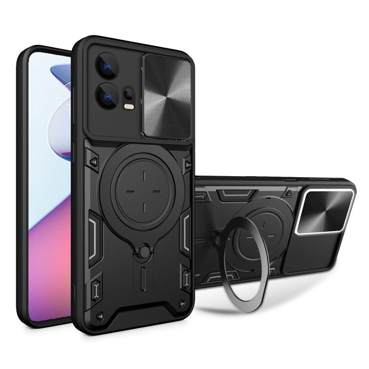 For Motorola Edge 30 Fusion CD Texture Sliding Camshield Magnetic Holder Phone Case(Black) - free shipping - PMC TechLife - Order now!