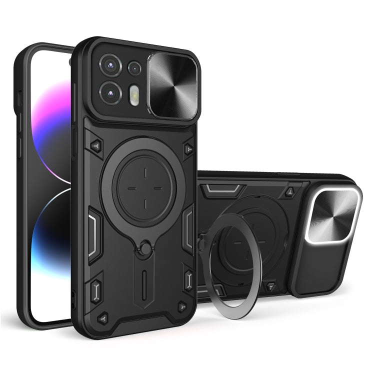 For Motorola Edge 20 Lite CD Texture Sliding Camshield Magnetic Holder Phone Case(Black) - free shipping - PMC TechLife - Order now!