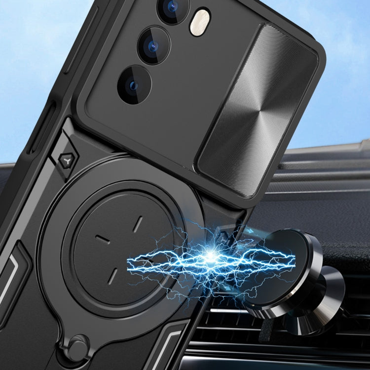 For Motorola Moto G62 CD Texture Sliding Camshield Magnetic Holder Phone Case(Black) - free shipping - PMC TechLife - Order now!
