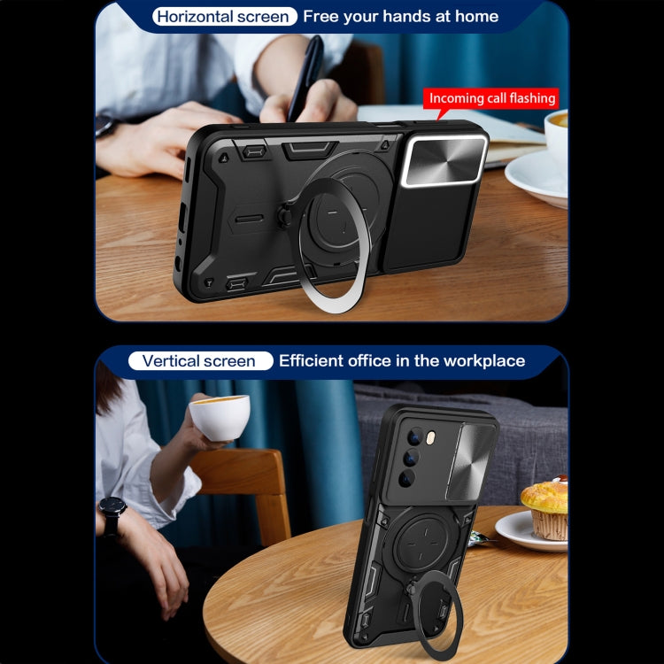 For Motorola Moto G62 CD Texture Sliding Camshield Magnetic Holder Phone Case(Black) - free shipping - PMC TechLife - Order now!