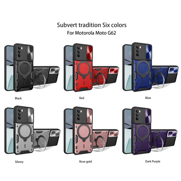 For Motorola Moto G62 CD Texture Sliding Camshield Magnetic Holder Phone Case(Silver) - free shipping - PMC TechLife - Order now!