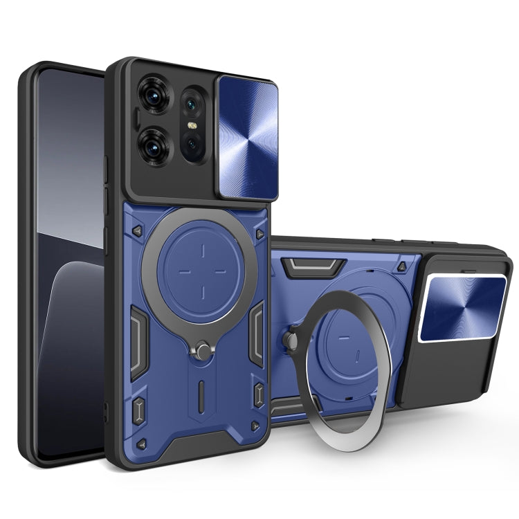 For Motorola Edge 50 Pro Global CD Texture Sliding Camshield Magnetic Holder Phone Case(Blue) - free shipping - PMC TechLife - Order now!