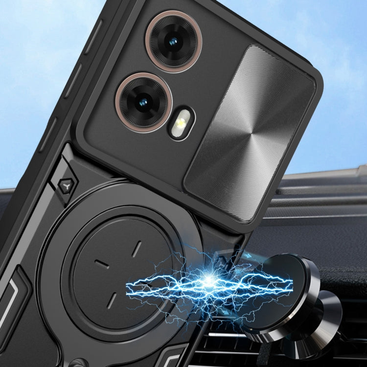 For Motorola Moto G85 CD Texture Sliding Camshield Magnetic Holder Phone Case(Blue) - free shipping - PMC TechLife - Order now!