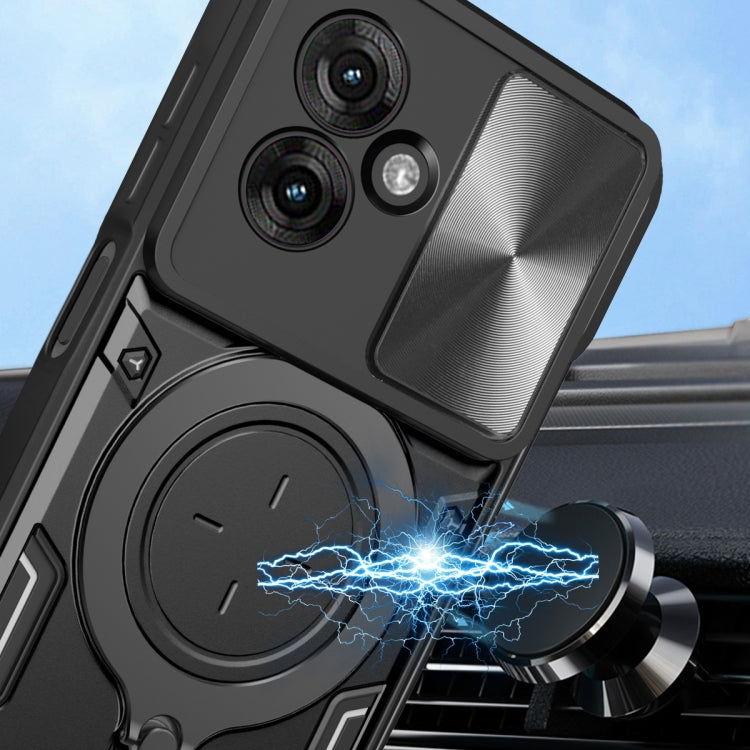 For Motorola Moto G55 CD Texture Sliding Camshield Magnetic Holder Phone Case(Silver) - free shipping - PMC TechLife - Order now!