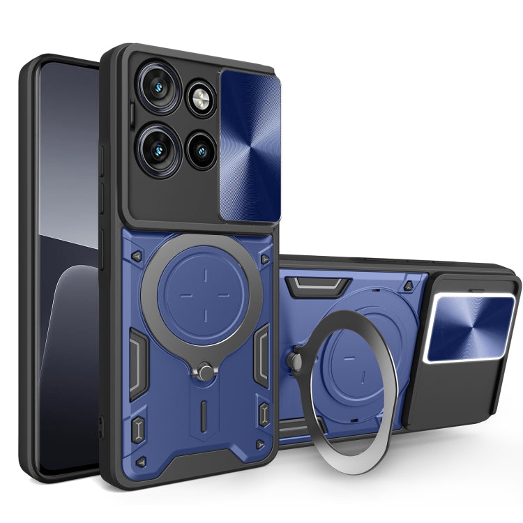For Motorola Edge 50 Neo CD Texture Sliding Camshield Magnetic Holder Phone Case(Blue) - free shipping - PMC TechLife - Order now!