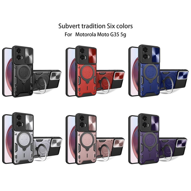 For Motorola Moto G35 CD Texture Sliding Camshield Magnetic Holder Phone Case(Silver) - free shipping - PMC TechLife - Order now!