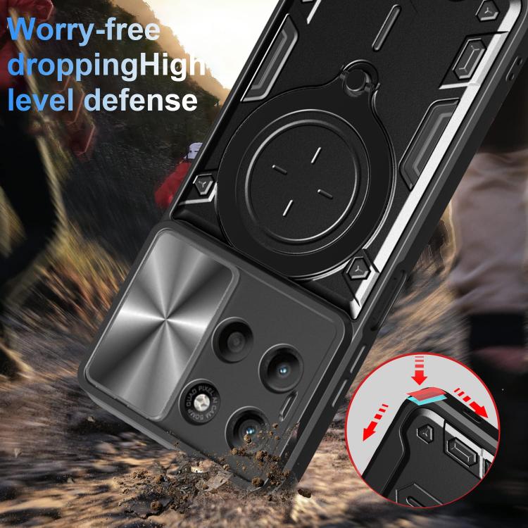 For Motorola Moto G15 CD Texture Sliding Camshield Magnetic Holder Phone Case(Silver) - free shipping - PMC TechLife - Order now!