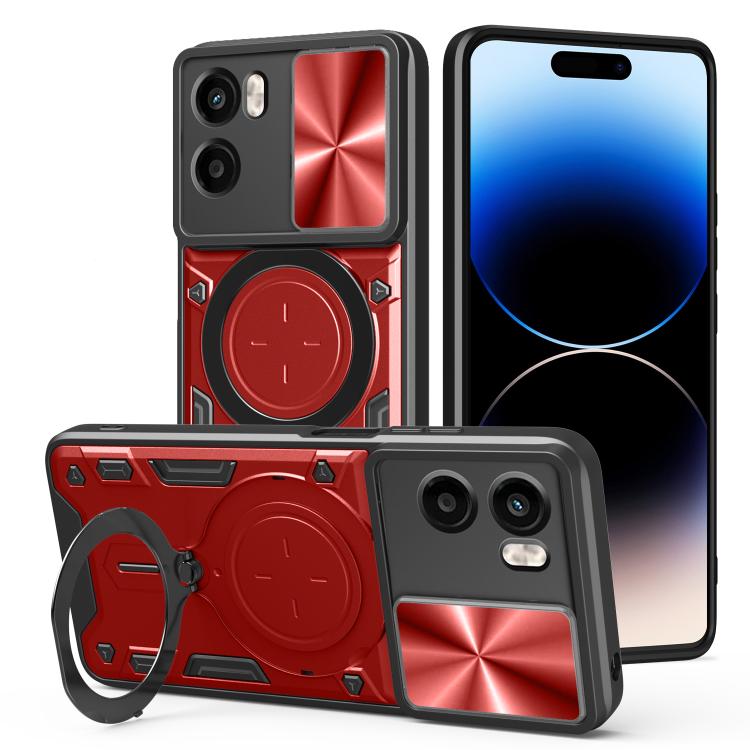 For Motorola Moto G05 CD Texture Sliding Camshield Magnetic Holder Phone Case(Red) - free shipping - PMC TechLife - Order now!