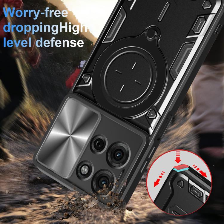 For Motorola Moto G75 5G CD Texture Sliding Camshield Magnetic Holder Phone Case(Black) - free shipping - PMC TechLife - Order now!