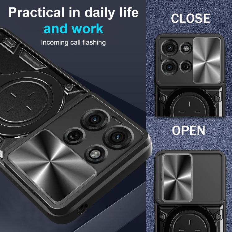 For Motorola Moto G75 5G CD Texture Sliding Camshield Magnetic Holder Phone Case(Silver) - free shipping - PMC TechLife - Order now!