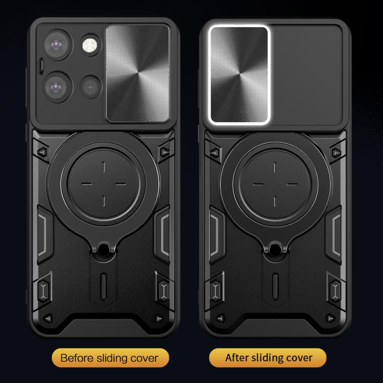 For Motorola Moto G 2025 CD Texture Sliding Camshield Magnetic Holder Phone Case(Black) - free shipping - PMC TechLife - Order now!