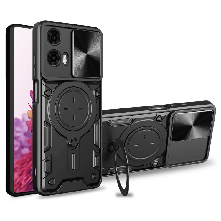 For Motorola Moto G24 Power CD Texture Sliding Camshield Magnetic Holder Phone Case(Black) - free shipping - PMC TechLife - Order now!