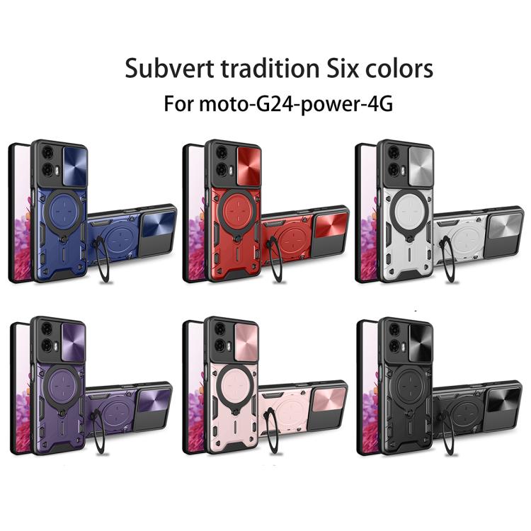 For Motorola Moto G24 Power CD Texture Sliding Camshield Magnetic Holder Phone Case(Black) - free shipping - PMC TechLife - Order now!