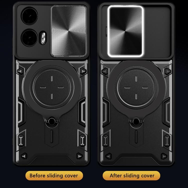 For Motorola Moto G24 Power CD Texture Sliding Camshield Magnetic Holder Phone Case(Black) - free shipping - PMC TechLife - Order now!