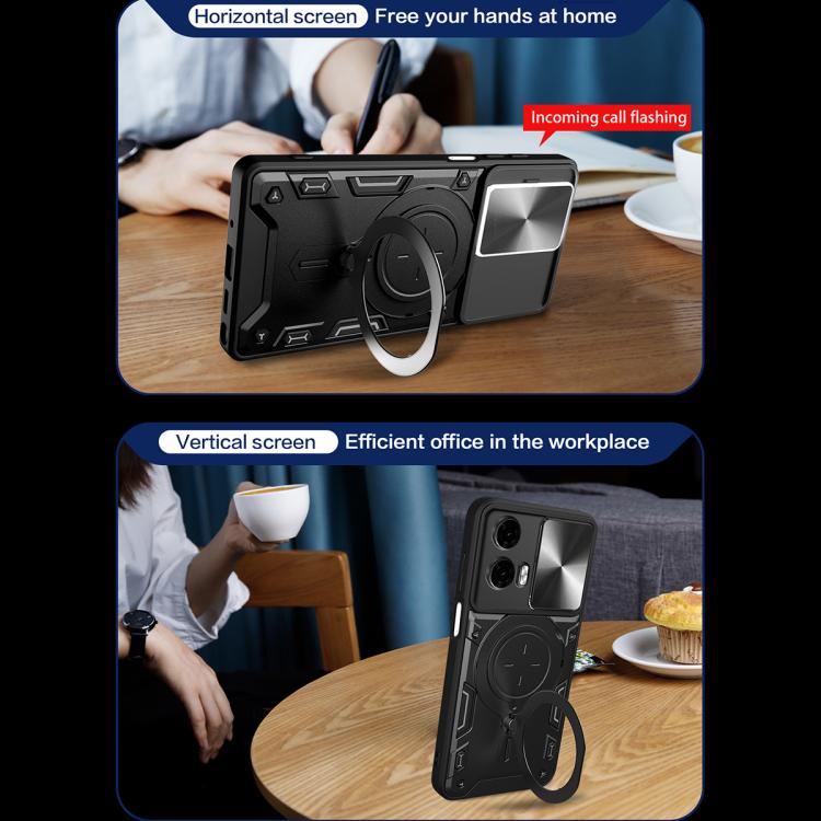 For Motorola Moto G24 Power CD Texture Sliding Camshield Magnetic Holder Phone Case(Silver) - free shipping - PMC TechLife - Order now!