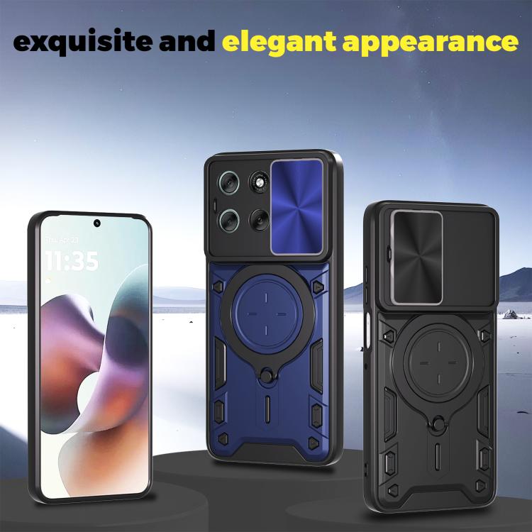 For Motorola Moto G56 5G CD Texture Sliding Camshield Magnetic Holder Phone Case(Black) - free shipping - PMC TechLife - Order now!