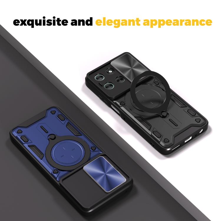 For Motorola Moto G56 5G CD Texture Sliding Camshield Magnetic Holder Phone Case(Blue) - free shipping - PMC TechLife - Order now!