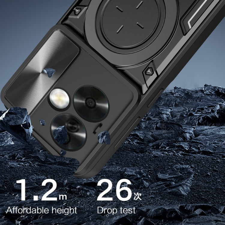 For OPPO A79 5G Global CD Texture Sliding Camshield Magnetic Holder Phone Case(Black) - free shipping - PMC TechLife - Order now!